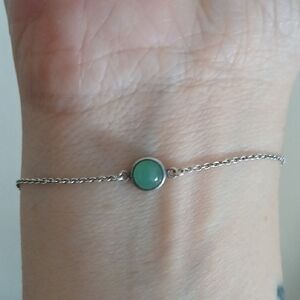 Tiffany & Co. Silver Bracelet with Green Stone